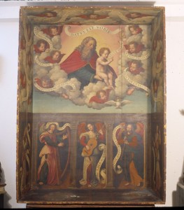 Icon of LA TRINIDAD CON QUERUBINES Y ANGELES-ALTAR CAPILLA CLAUSTRAL-CLARISAS GANDIA
