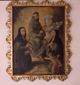 Icon of SAN FRANCISCO DE ASIS ENTRE SANTA CLARA Y UNA SANTA CLARISA-CLARISAS GANDIA